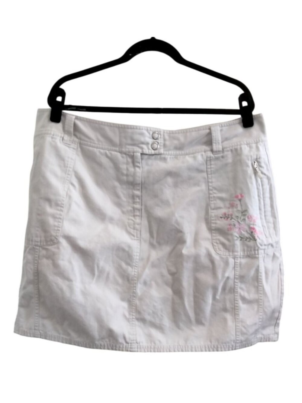 Fashion Bug Plus Size 22W Beige Skort Embroidered Floral Zipper Pockets Skirt - Picture 2 of 10